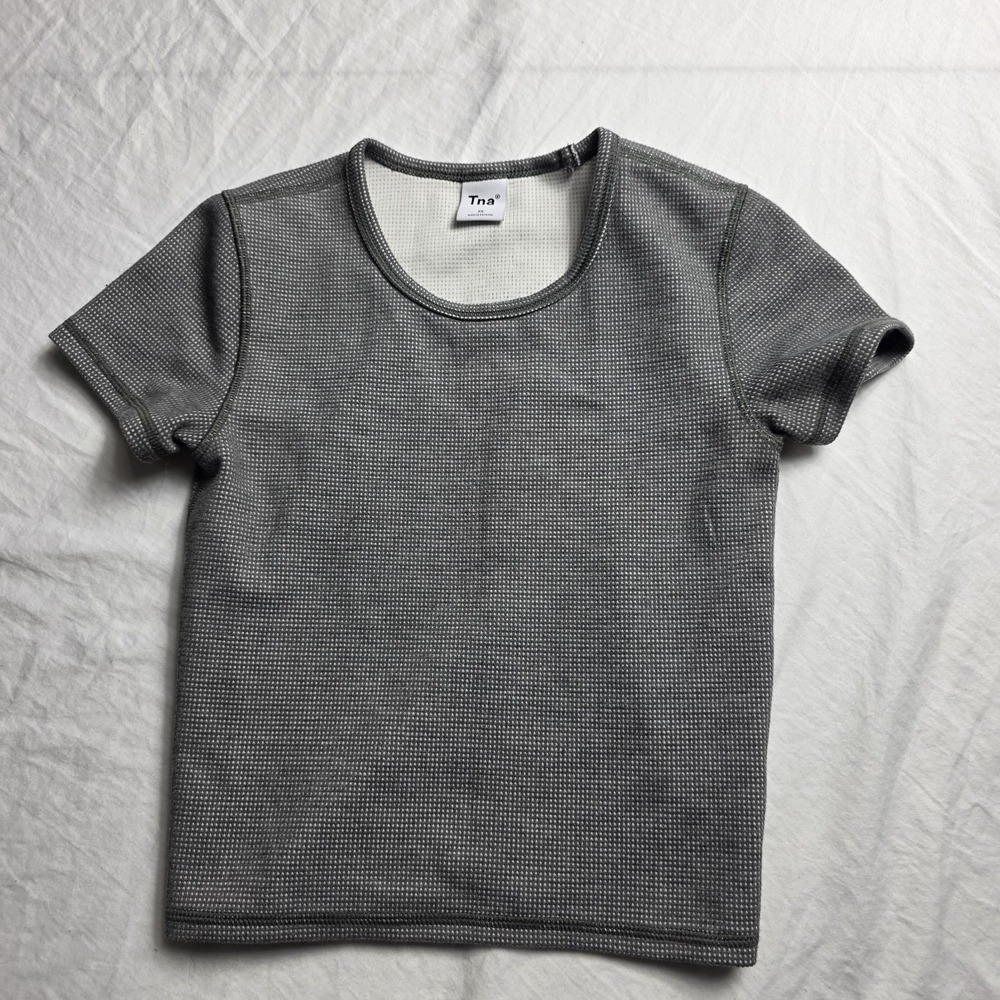Tna Aritzia women's Cropped Cotton Knit T-Shirt Short Sleeve Crew Neck XS